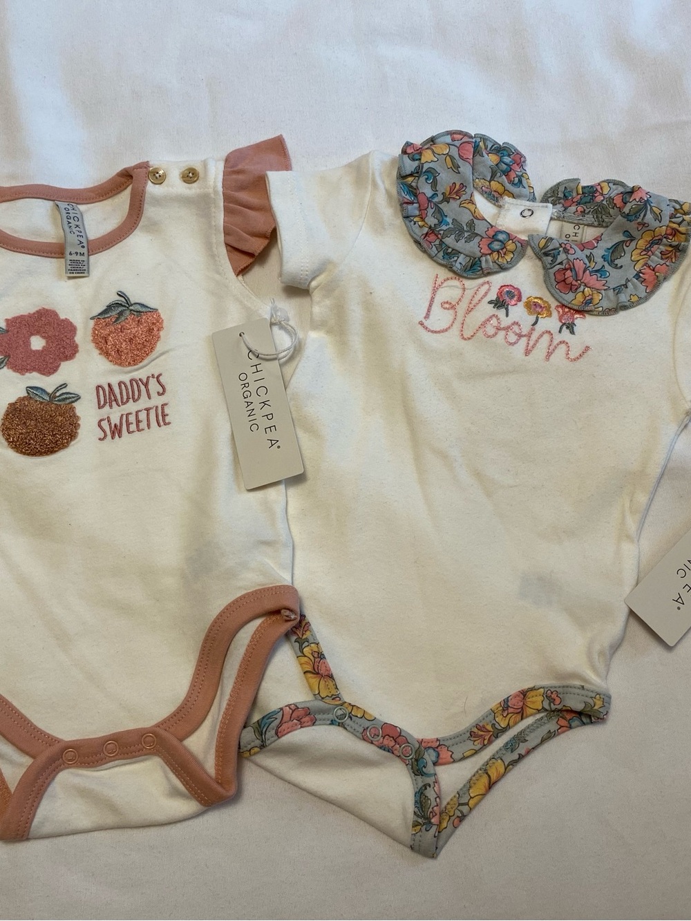 Chickpea Organic Onsies Cream Floral Dusty Rose